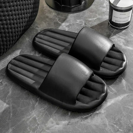 

HAOTAGS Womens Mens Soft Thicken Slippers Non-Slip Bedroom Home Shoes Black Size 8.5