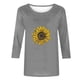 thumbnail image 3 of Camisetas Casuales de las Mujeres de Moda Impresa 3/4 Mangas Blusa Cuello Redondo para el Hogar Y Diario, 3 of 4