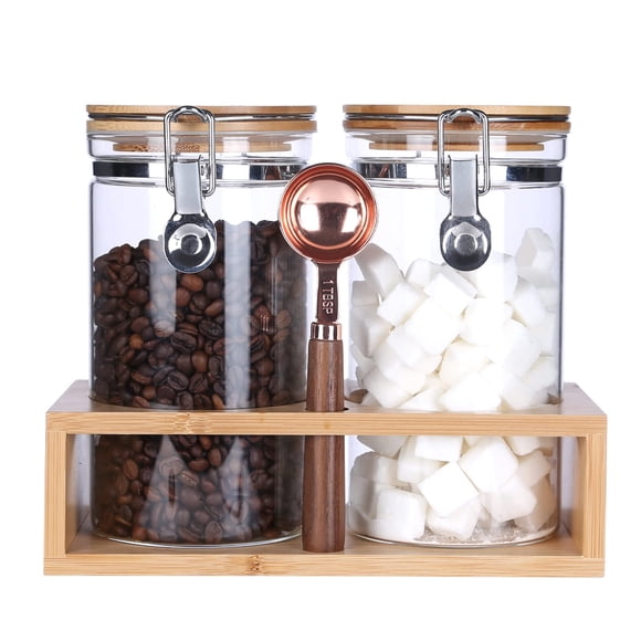 Frascos de almacenamiento de vidrio KKC Coffee Bean 1200 ml herméticos con cuchara