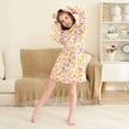 thumbnail image 3 of FORMRS Niños Bathrobe Unisex Hooded Robe Soft Plush Pajamas Sleepwear, Size 2-3T, Light Pink Stars, 3 of 7