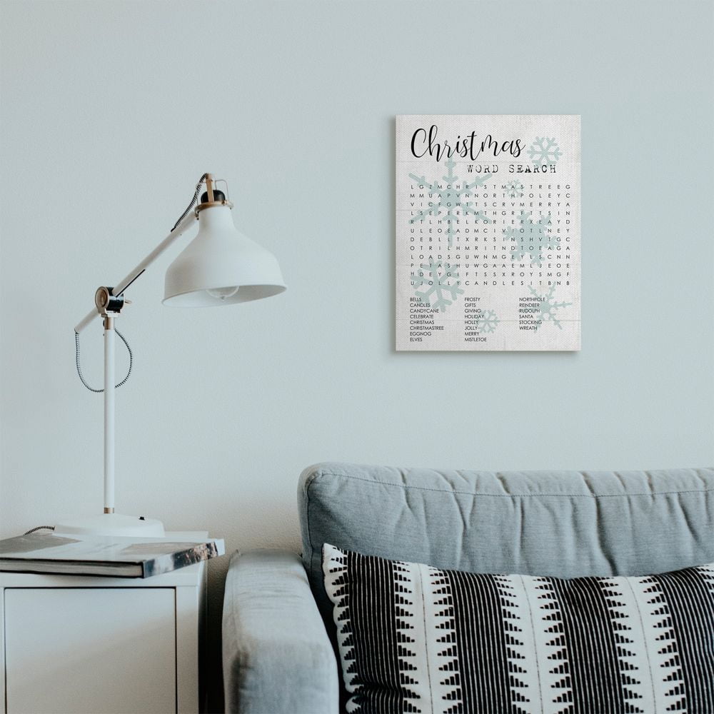 Stupell Indtries Winter Holiday Word Search Activity Christmas Phrases Canvas Wall Art Design by Daphne Polselli, 16" x 20"