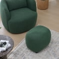 thumbnail image 2 of Round Boucle Upholstered Ottoman Chair, Footstool with Soft Padded Seat, Fully Assembled Modern Sofa Couch Footrest, Extra Seating for Bedroom Entryway, Green(18.5" D x 23" W x 16.5" H), 2 of 10