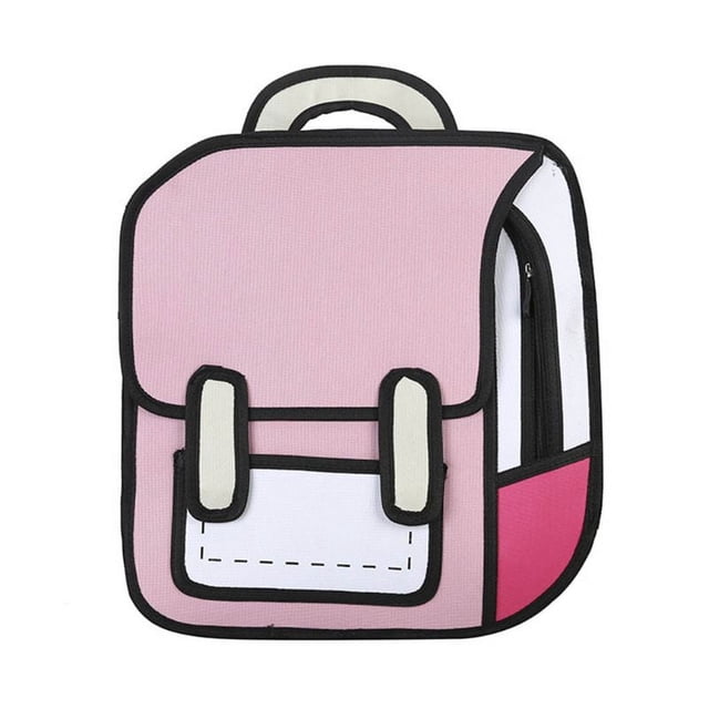 Creative Women 2D Drawing Backpack Cartoon School Bag Comic Bookbag for Teenager Girls Daypack Travel Rucksack