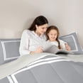 thumbnail image 5 of Homewish Fashion Square Adult Bedding Comforter Set, Modern Abstract Stripes Twin Comforter Sets, Grey White Lines Reversible Bedding Set, Lightweight Room Decor, 2-Piece, 5 of 8