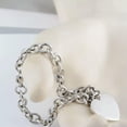 thumbnail image 2 of GKNET Sterling Silver Rolo Link Chain Charm Bangle Heart Tag Bracelet Jewelry, 2 of 5