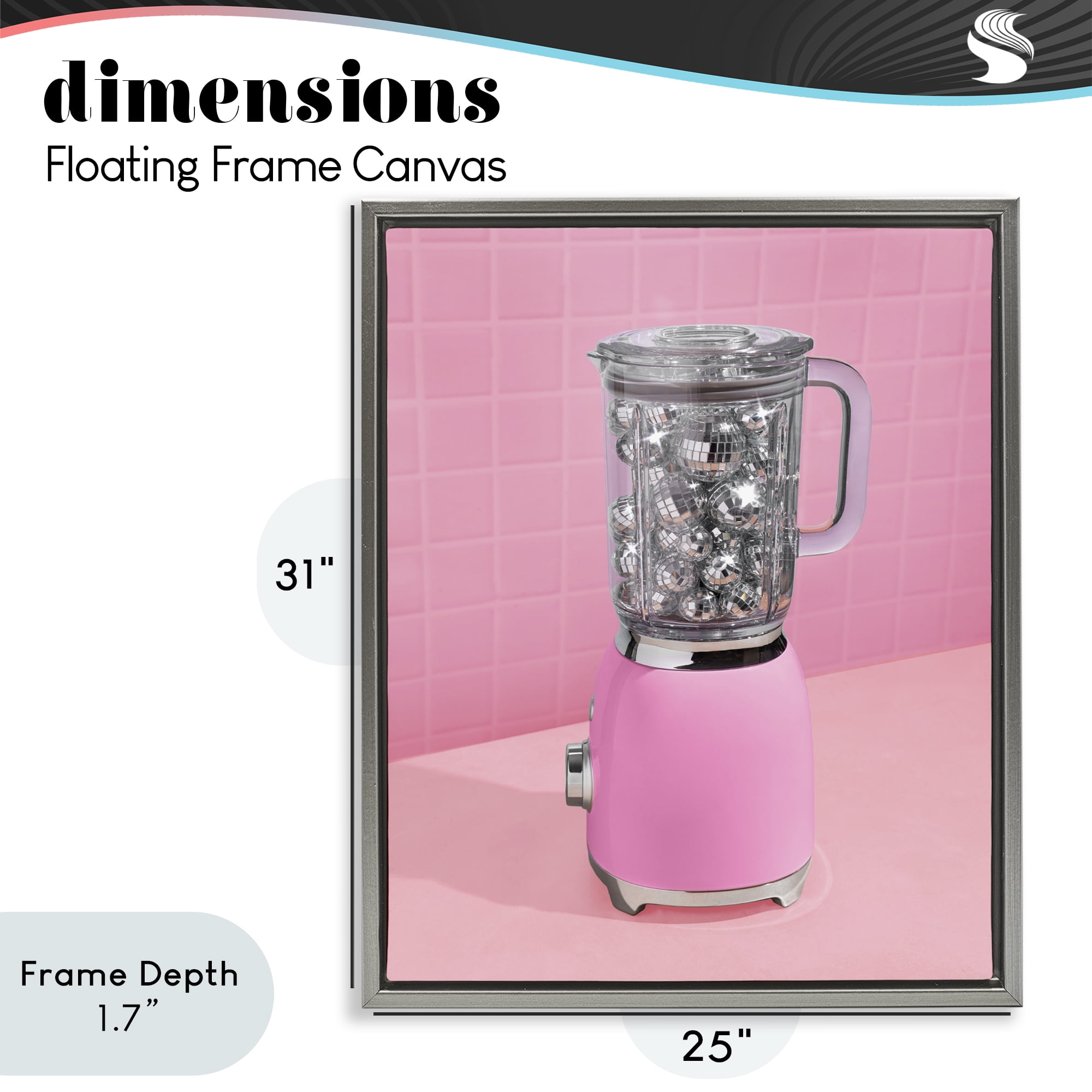 Stupell Industries Disco Drink Blender over Pink Gray Framed Floater Canvas Wall Art, design by LISH Creative