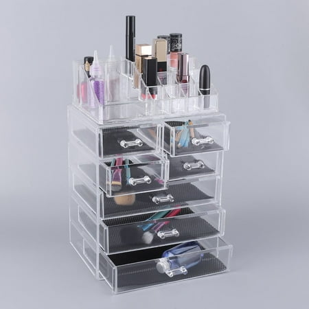 Fashionable Acrylic Cosmetics Case Transparent Makeup Storage Organizer Drawer Durable Jewelry Storage Box Display Set