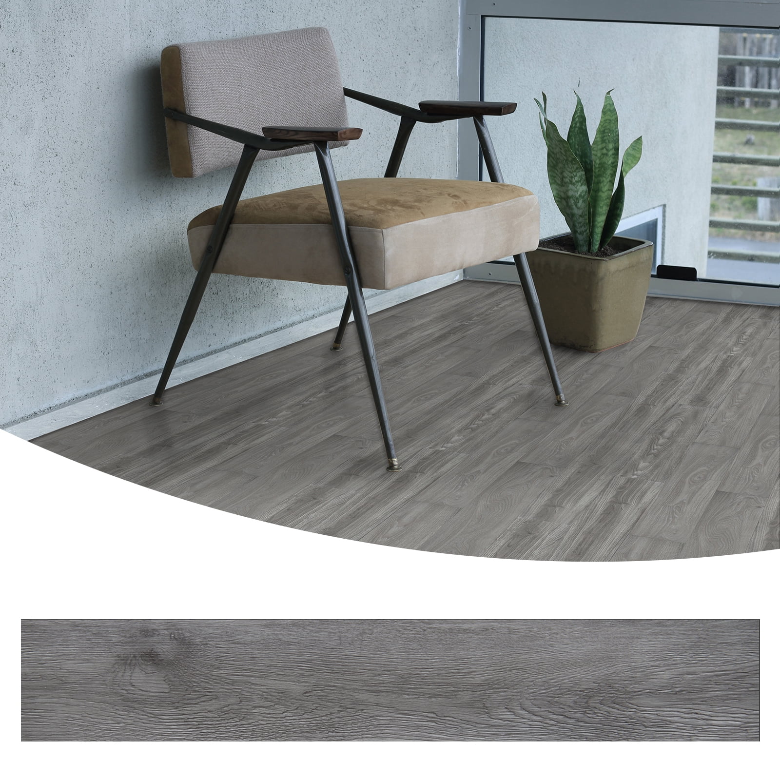 Art3d Self-Adhesive Flooring Peel and Stick Floor Tile Vinyl Wood Plank 36-Pack 54 Sq.Ft-Deep Grey