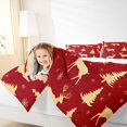 thumbnail image 4 of Homewish Christmas Reindeer Moose Bedding Comforter Set, Red Gold Cartoon Twin Comforter Sets, Winter Xmas Tree Snowflake Reversible Bedding Set, Lightweight Room Decor, 2-Piece, 4 of 8