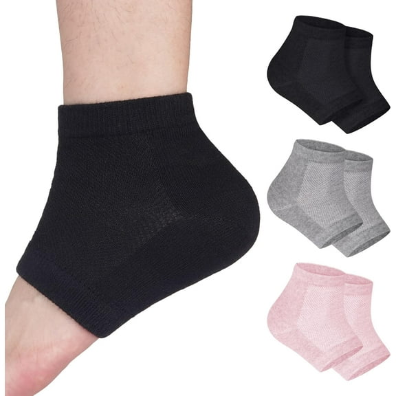 3 Pairs Heel Socks - Gel Heel Open Toe Socks for Dry Cracked Heels, Rough Skin Socks for Women Dry Feet, Foot Care Socks