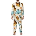 thumbnail image 5 of Bingfone Men'S Pajama Set 2 Piece Loungewear Pjs, Long Sleeve With Pajama Pants-Butterflies, 5 of 9