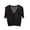 Black, variant on Women's Button down Cardigan Short Sleeve V Neck Ruffle Cute Comfy Crop Knit Sweater for Fall Casual,White,Free Size