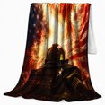 thumbnail image 2 of Firefighter Hero Flame Phoenix American Flag, Dramatic Artistic Scene, Warm Flannel Blanket for Office and Dorm, Art Lovers Appreciation Gift, Artistic Home Decor, 2 of 9