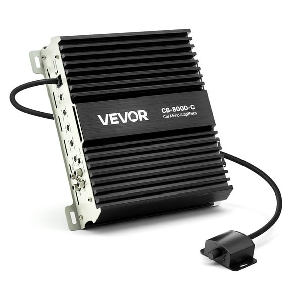 VEVOR Monoblock Car Amplifier, 800W RMS MAX, 1/2/4 Ohm Stable, 1-Channel Class D Car Audio Amplifier with Remote Subwoofer Level Control, Low Pass Filter, Bass Boost & Phase Shift, Volume Controller