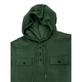 thumbnail image 6 of Wyobmus Men's Hooded Sweatshirts Fashion Solid Button Pullover Hoodies Workout Outdoor Sports Sweatshirt With Multi Pockets Green, 6 of 7