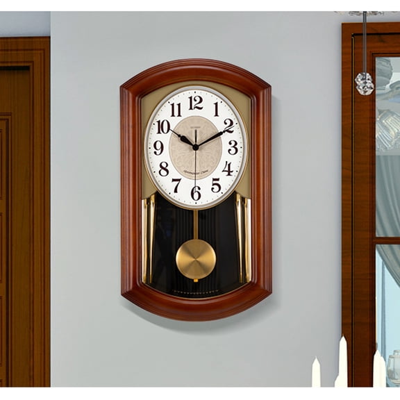 Traditional Wooden Pendulum Mantel Clock-Brown Wood Mechanical Table Clock for Home Decor,Living Room,Office-Perfect Housewarming or Birthday Gift