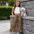 thumbnail image 5 of COEQINE Girls Wide Leg Ruffle Pants High Waisted Palazzo Pants with Pockets Flowy Trousers Comfy Fall Outfits for 5-6 Years Little Girls, Brown Leopard Print, 5 of 8