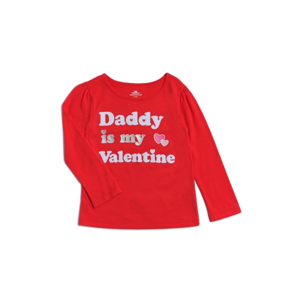 Celebrate Garanimals Toddler Girl Valentines Day Long Sleeve Graphic Tee Daddy Is My Valentine Walmart Com Walmart Com