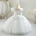 thumbnail image 3 of Haitryli Toddler Flower Girls Butterfly Applique Princess Dress Wedding Party Formal Gown White 4-5, 3 of 6