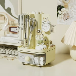 CaiYueKe Desk Organizer Storage Rack with Drawers, Modern Office Desk Tray, Pencil Cup Holder, Student Stationery Supply Organizer, Study Table Accessory, Plastic Desktop Organizer for Supplies