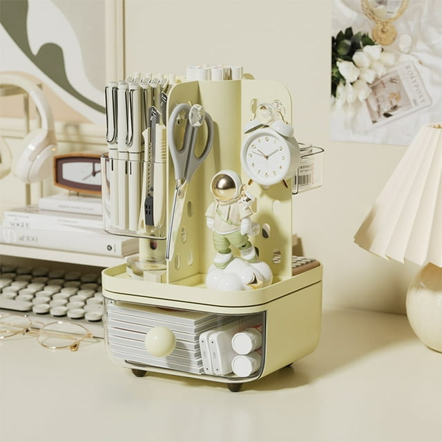 Amzcrzy Storage Box, Storage Rack, Storage Shelves, Office Desk Organizer Cute Student Stationery Tray Pencil Cup Modern Office Desk Pencil Cup Trendy Study Table Accessory Plastics storage