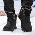 thumbnail image 4 of Men's High-Top Snow Boots, Winter Warm Fleece-Lined Outdoor Sports Shoes, Solid Color, Lace-Up Closure, PU Upper, Fabric Inner & Insole, EVA Sole, for Hiking & Casual Use - Black/Khaki, Winter Boots, 4 of 10
