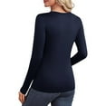 thumbnail image 6 of Ltctricy Thermal Shirts for Women Long Sleeve V Neck Quarter Button Slim T-Shirts Base Layer Tops Soft Casual Undershirts(Navy,Small), 6 of 7