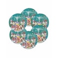 thumbnail image 7 of 13 Inch Round Placemats Set of 6, Spring Flowers Non Slip Heat Insulation PP Table Mats, Farmhouse Watercolor Teal Wood Grain Washable Place Mats for Kitchen Dining Party Table Decor, 7 of 7
