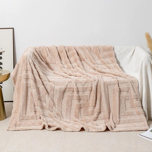 Couverture Châle en Daim Floqué - Jeté en Polaire Douce pour le Bureau et le Canapé, Couverture Chaude et Confortable pour le Lit,, Kaki, JKODE
