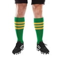 thumbnail image 4 of COUVER Unisex Cotton Bottom Cushion Striped Knee High Softball Sports Socks, Green/White/Yellow, Large, 1Pair, 4 of 8