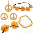 thumbnail image 1 of Gafas de carnaval hippies bohemias y pendientes con el logotipo del símbolo de la paz, collar, corona y diadema, 1 of 1