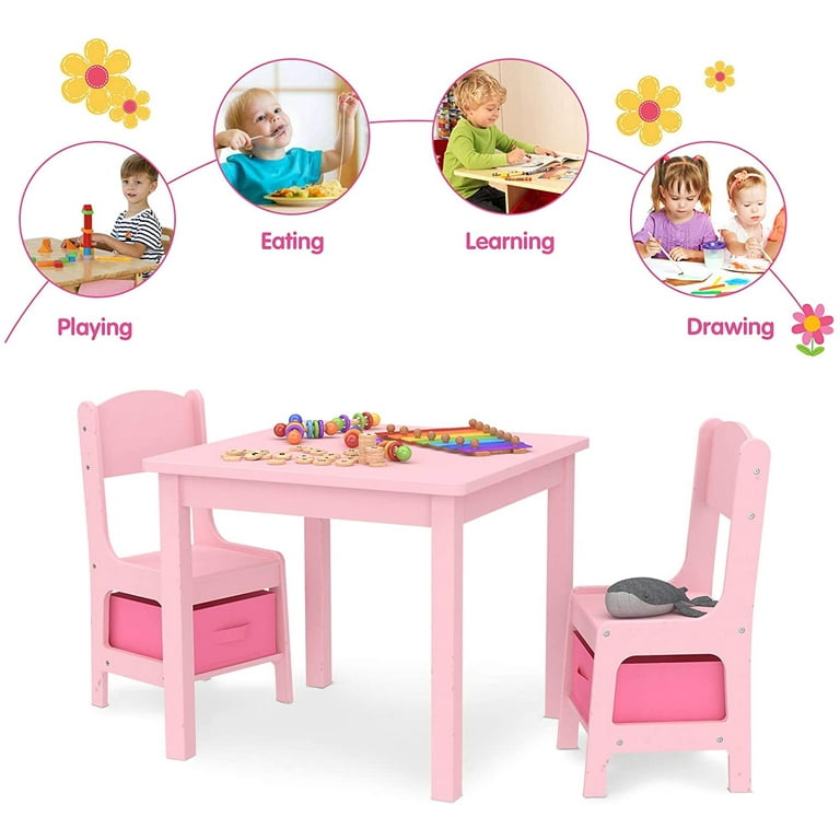 Mecor Kids Table and Chair Set with 2 Storage Boxes Children Play