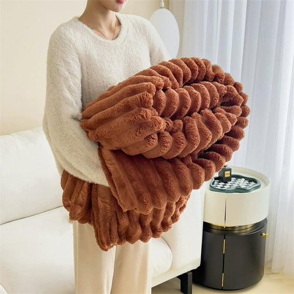 XmhyTop-A Plush Shaggy Blanket Brown 100x150cm Throws Soft Fleece Throw for Couch, Warm Blanket for Living Room, 1 Piece