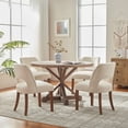 thumbnail image 3 of Vknow Furniture Modern Chenille Upholstered Dining Chairs Set of 4 with Cutout Back and Solid Wood Legs for Dining Room, Kitchen and Living Room,White, 3 of 7