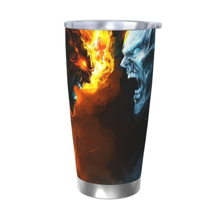 

Coaee Red And Blue Fire Skull Warrior for 20oz Insulated Kettle Water Bottle For Running Hiking Cycling Climbing Men S Woman Insulated Water Bottle-Without Straw