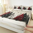 thumbnail image 3 of Feelyou Vintage Xmas Tree Full Size Sheets for Teens, Winter Christmas Snowflake Bed Sheets, Happy New Year Sheet Sets, Ultra Soft Bedroom Decor, 4pcs, 3 of 7