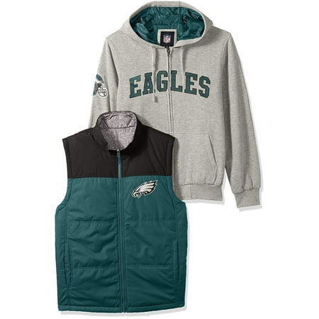 Fleece Print Vest - Philadelphia Eagles 5-in-1 Reversible Vest Fleece Full Zip Jacket