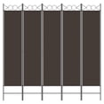 thumbnail image 2 of vidaXL 5-Panel Room Divider Brown 200x200 cm Fabric, 2 of 5