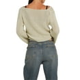 thumbnail image 3 of Arvbitana Women Trendy Cardigan Solid Color Crew Neck Sweater Knit Pullover Long Sleeve Button Closure T-shirt Fall Streetwear Cropped Tops, 3 of 9