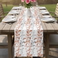 thumbnail image 4 of Orange Grey Botanical Table Runner - 108 Inch Long Spring Floral Summer Farmhouse Cotton and Linen Blended Dress Scarves Farmhouse Table Runner for Kitchen Dining, Coffee Table, 13" x 108", 4 of 8