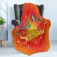 thumbnail image 4 of Hello Sunshine Soft Flannel Fleece Blanket, Colorful Composition with Hello Sunshine Words and Blooming Spring Flowers, Cozy Plush for Indoor and Outdoor Use, 50" x 60", Multicolor, by Ambesonne, 4 of 5