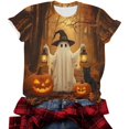 thumbnail image 6 of Witch Pumpkin Cute Graphic T-Shirt for Women Crew Neck Short Sleeve Loose Casual Tops Fall Tees Multicolor M, 6 of 7
