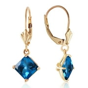 Galaxy Gold 14k Yellow Gold Dangle Earrings with Square-shaped Blue Topaz