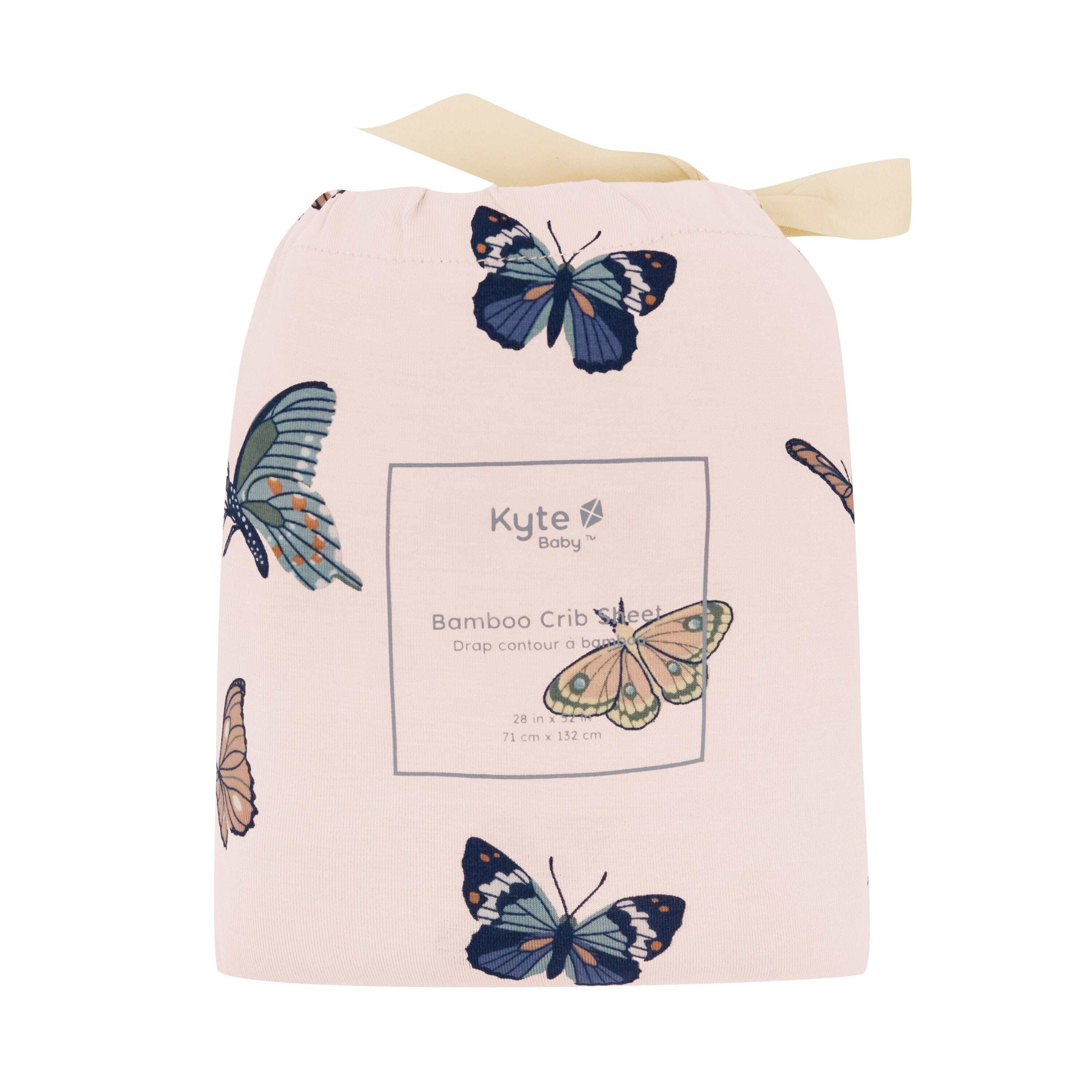 Kyte Baby Crib Sheet in Blush Butterfly