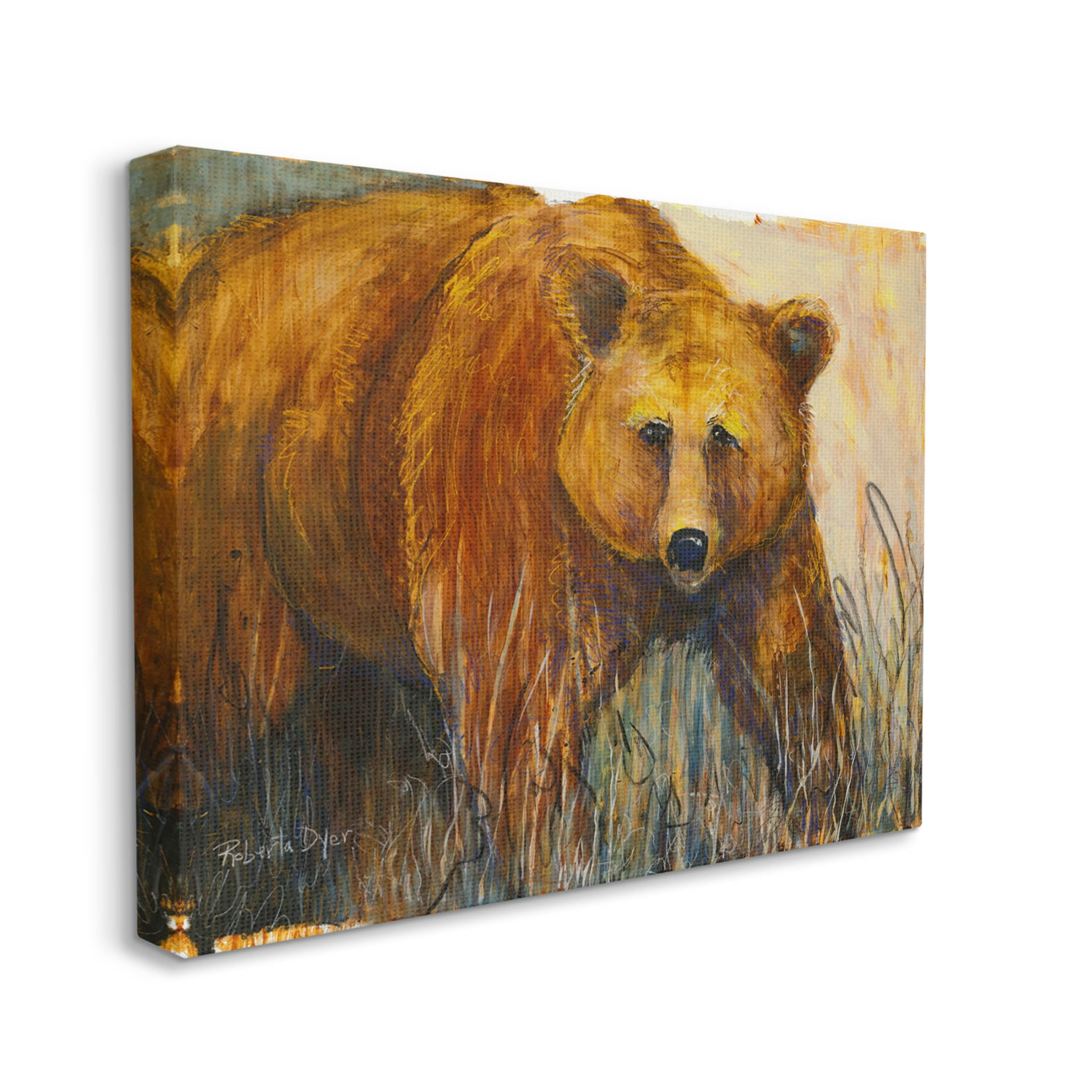 Stupell Industries Modern Bear Wildlife Scene Painting Gallery Wrapped Canvas Print Wall Art, Design by Roberta Dyer