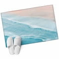 thumbnail image 2 of Teal Blue Washable Small Entryway Area Rugs 2'x3', Gradient Sea Waves Sandy Beach Coastal Scenery Low Pile Throw Rug Non-Slip Sturdy Edge Binding Carpet for Front Door Floor Room Entry, 2 of 9