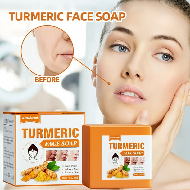 Qionma Natural Turmeric Soap Oil Control Soap Face Body Brighten
