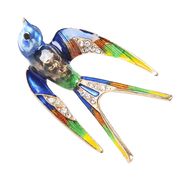 Prettyia lindo pájaro golondrina broche sombrero bufanda sopa palo Pin insignia Azul Hugo Broche de golondrina