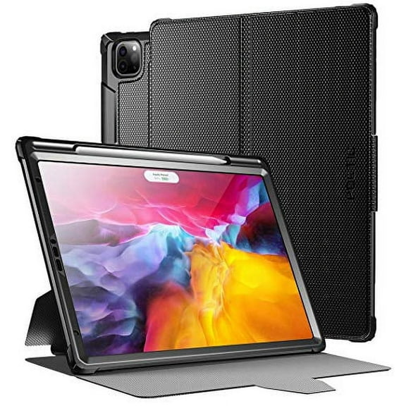 Poetic Explorer Series Designed for Apple iPad Pro 11 2020 & 2018 Case, Full Body Triple Layers Tough 360 Degree Stand Folio Cover case with Built-in Screen Protector and Pencil Holder, Black