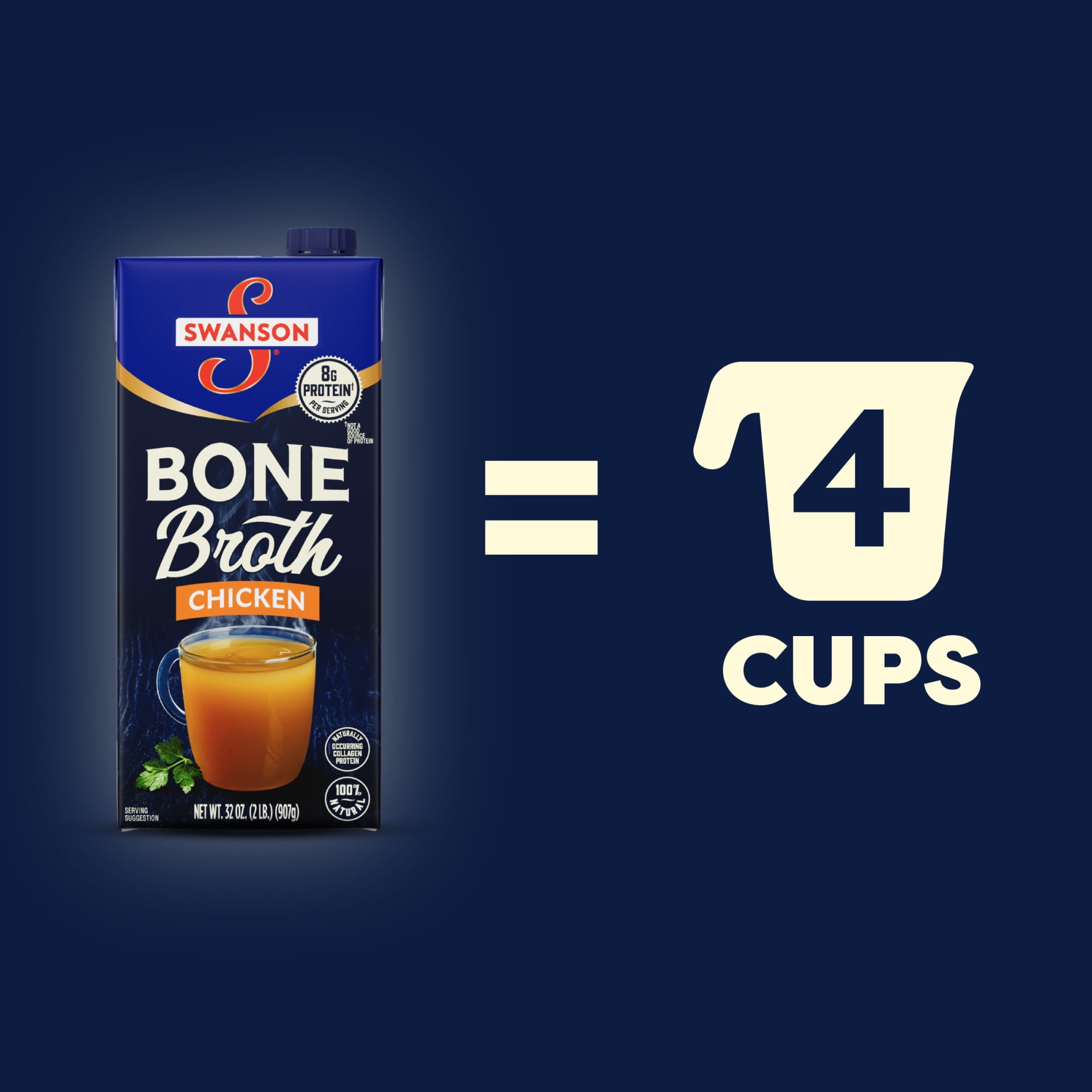 (12 pack) Swanson Chicken Bone Broth, 32 oz Carton